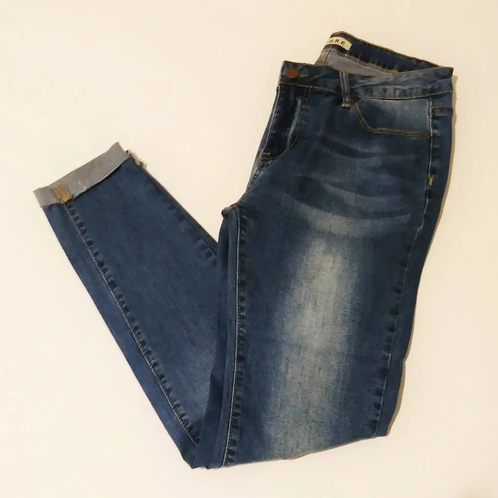 Encore Distressed Faded Skinny Blue Jeans 9